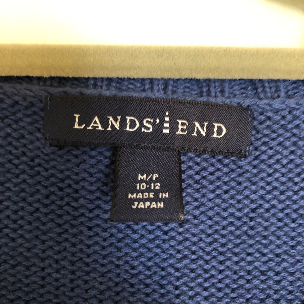 Land's End 100% Baumwolle Cotton V-Neck Sweater - Size M - Picture 3 of 4